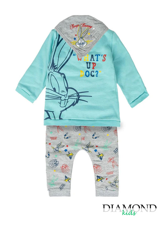 Completo Neonato Looney Tunes verde acqua
