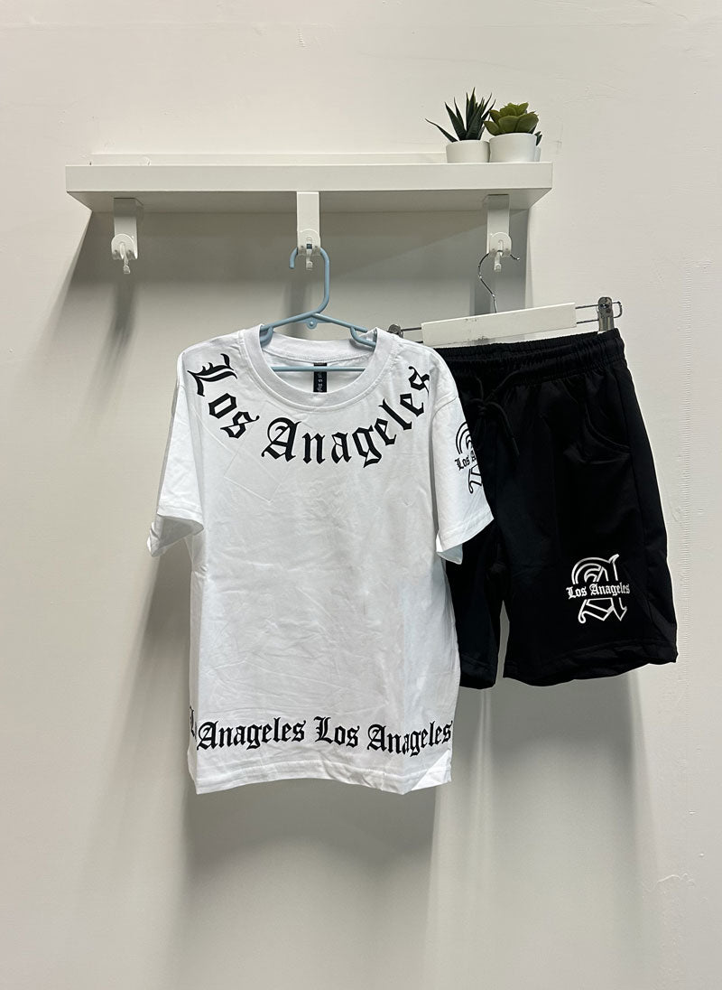 Completo Bambino Los Angeles bianco nero