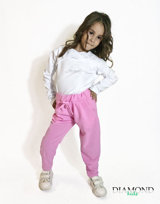 Completo Bambina Lovely bianco e rosa