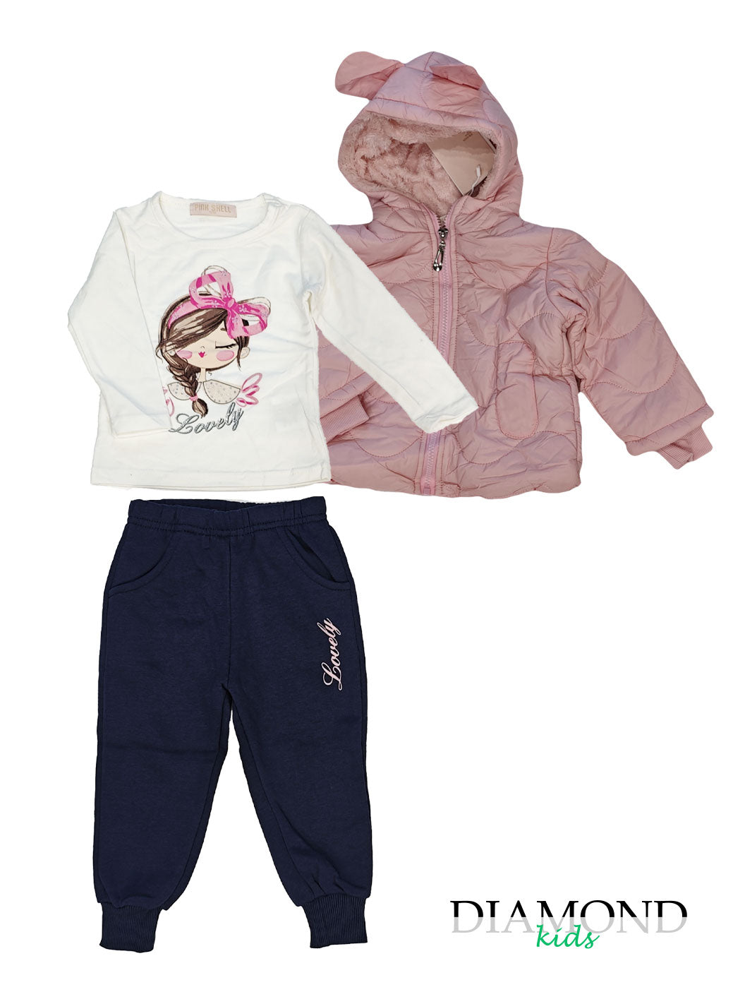 Completo Neonata Lovely bear rosa