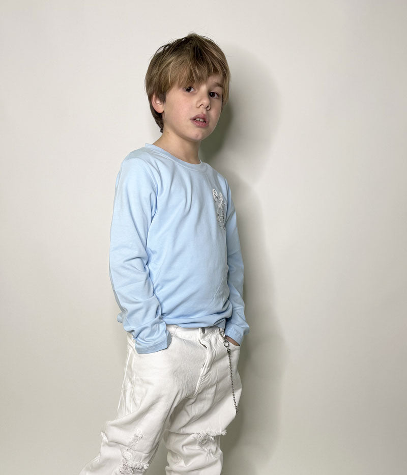 T-shirt Bambino Paradise celeste manica lunga