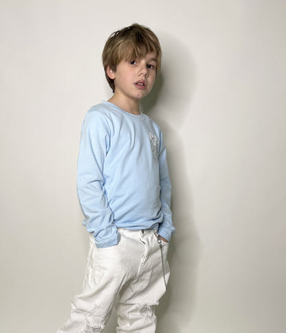 T-shirt Bambino Paradise celeste manica lunga