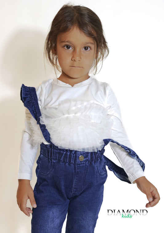 T-shirt Bambina Balze bianca
