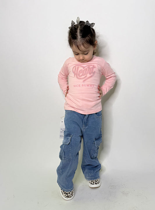 T-shirt Bambina Heart rosa