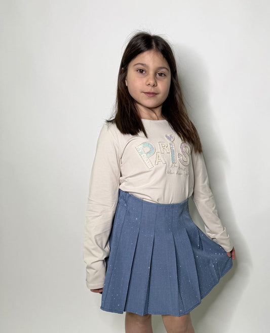 T-shirt Bambina Paris beige