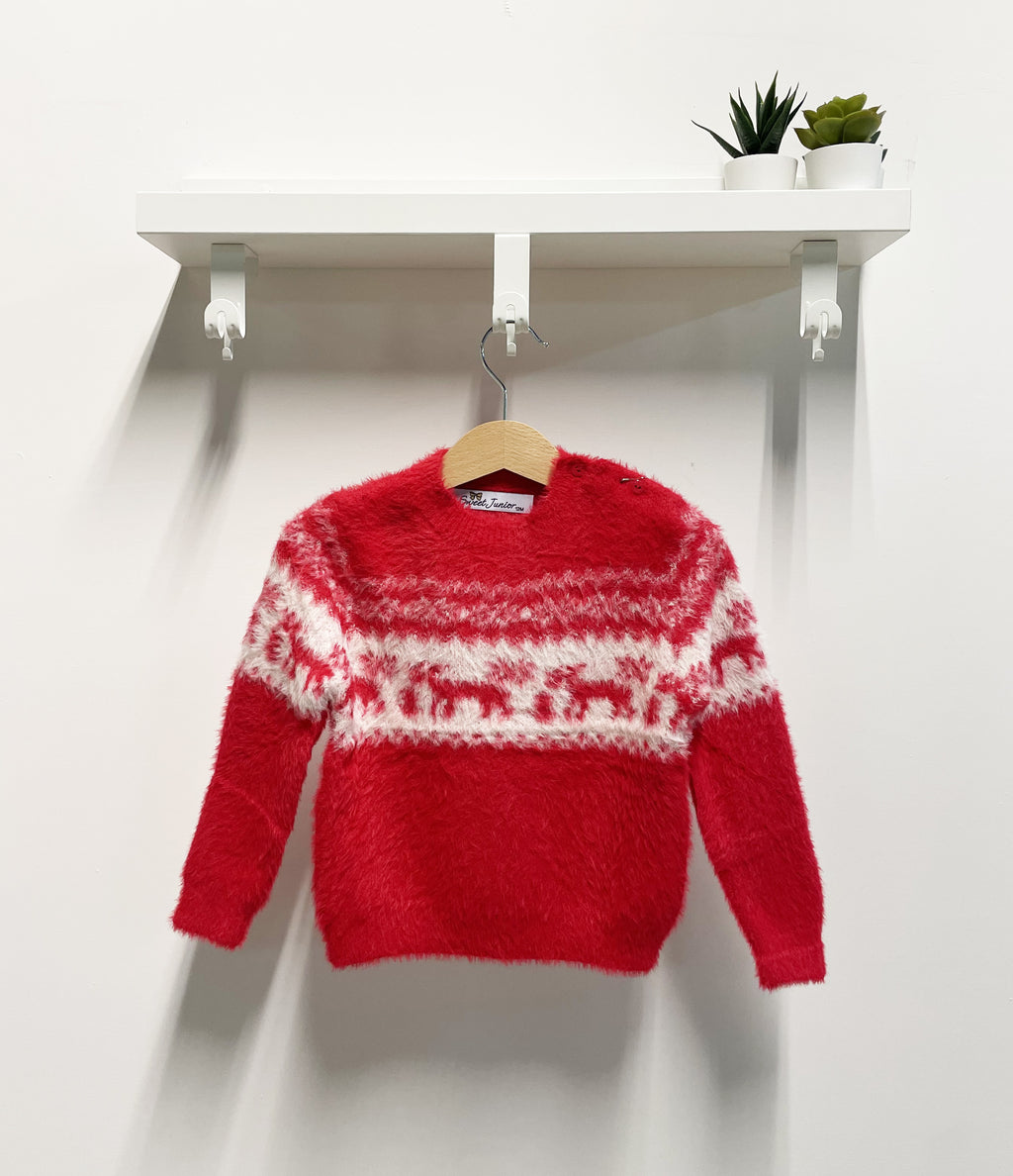 Red Reindeer Christmas Baby Sweater