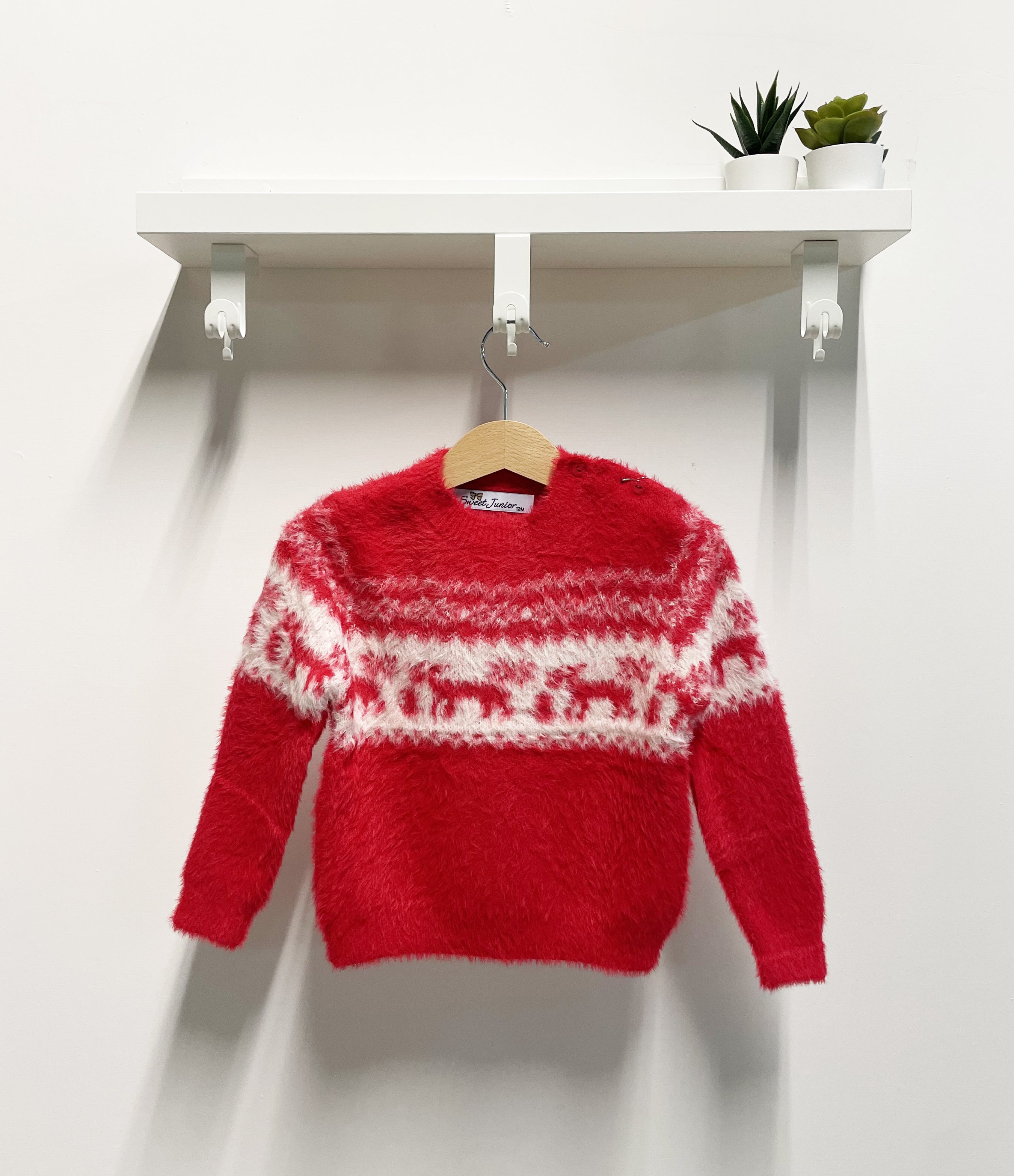Red Reindeer Christmas Baby Sweater