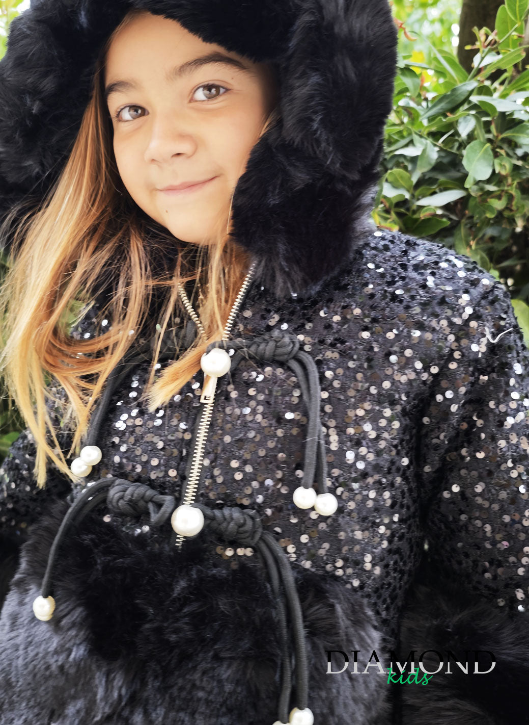 Ecopelliccia Bambina Maxi nera