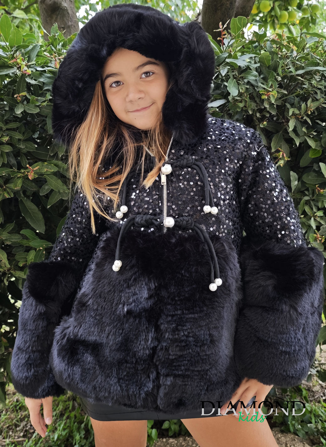 Ecopelliccia Bambina Maxi nera