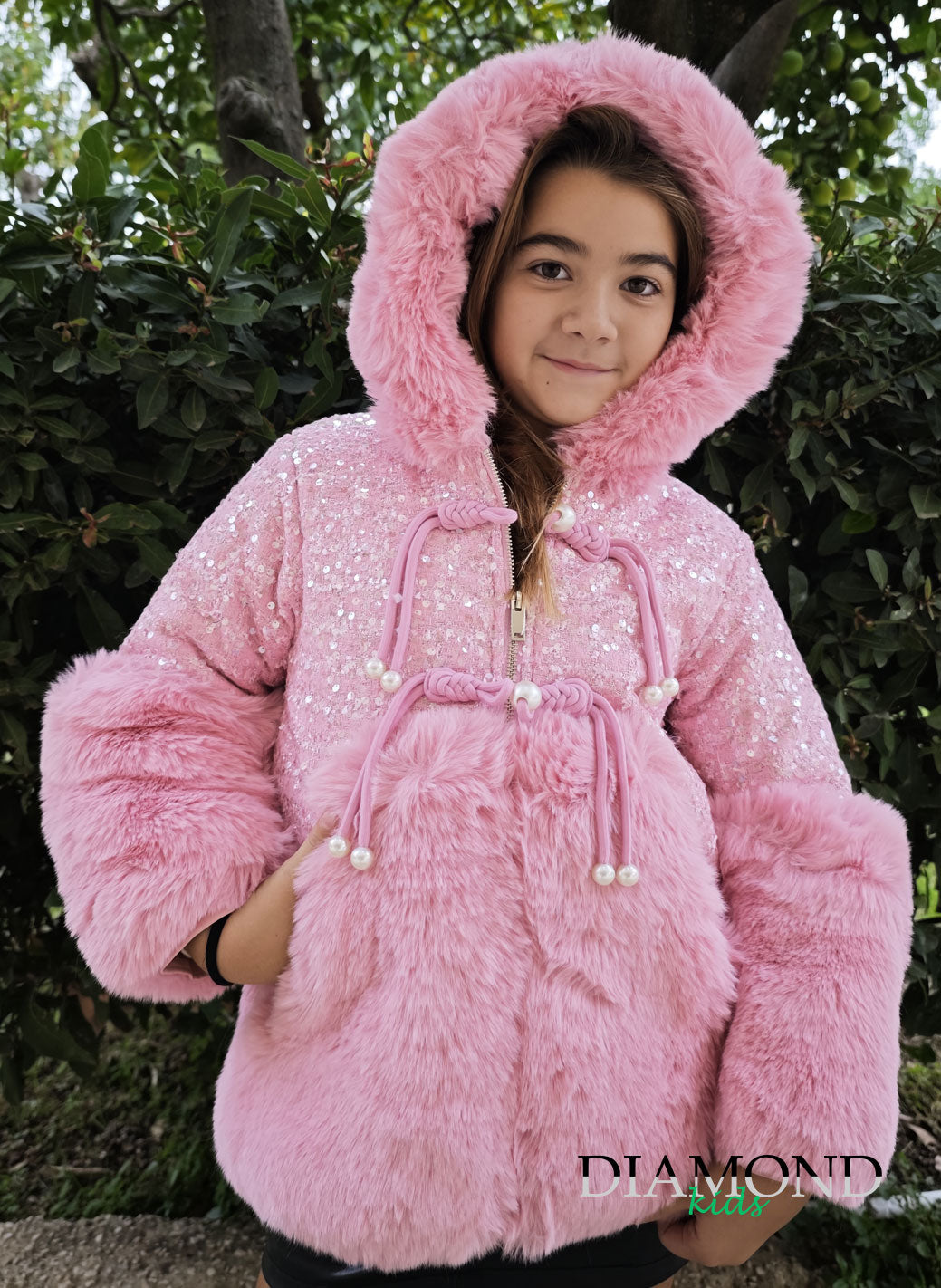 Ecopelliccia Bambina Maxi rosa