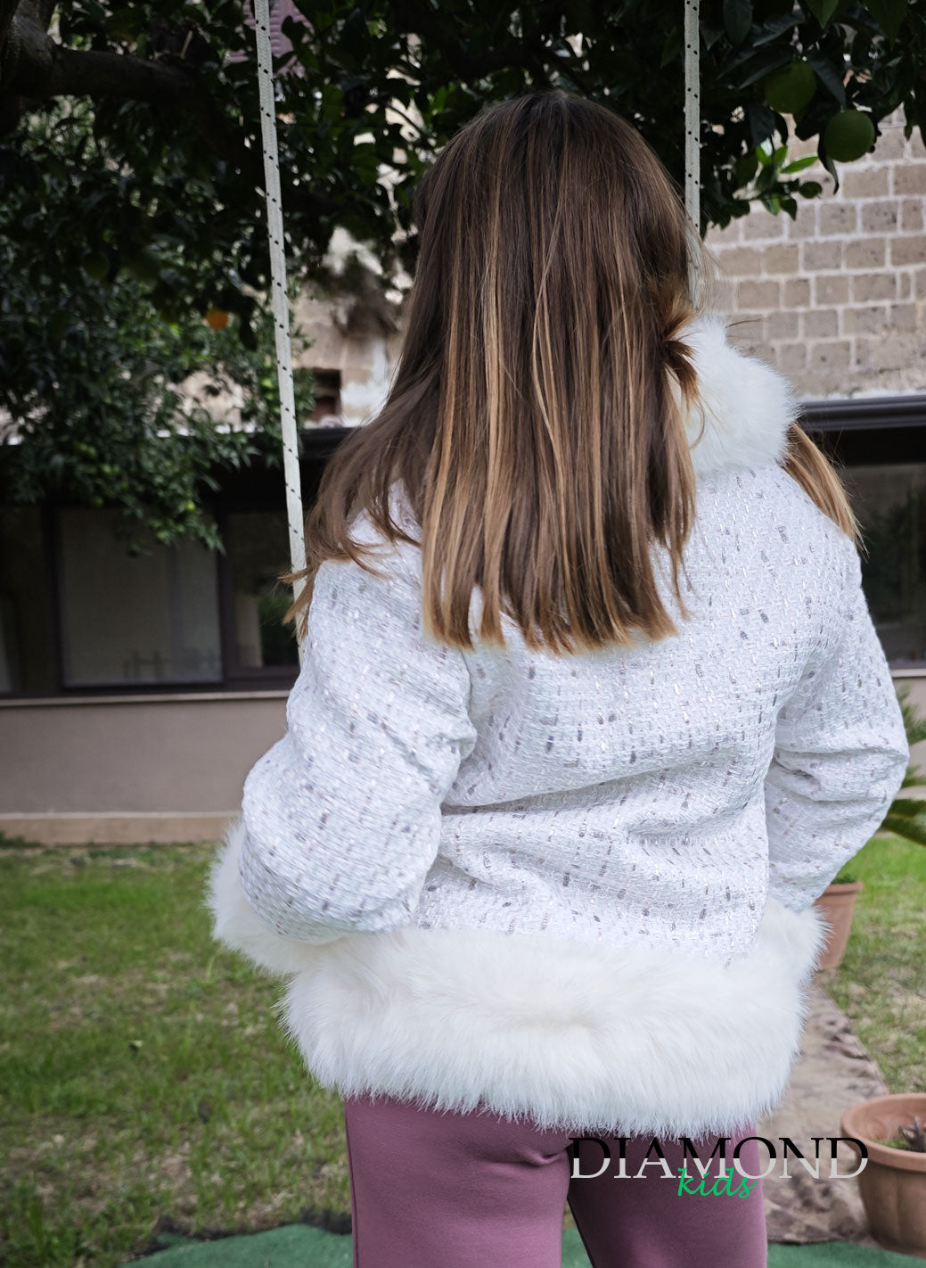 Ecopelliccia Bambina Melange bianca