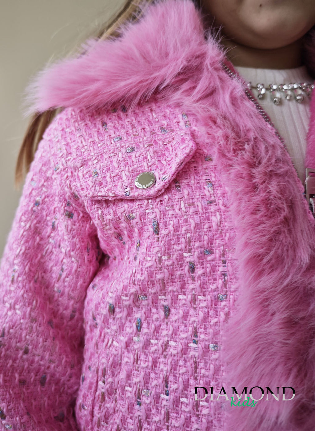 Ecopelliccia Bambina Melange fucsia