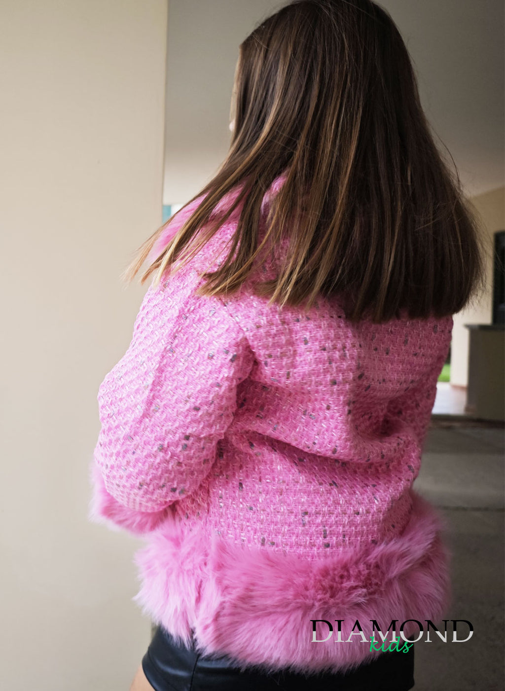 Ecopelliccia Bambina Melange fucsia