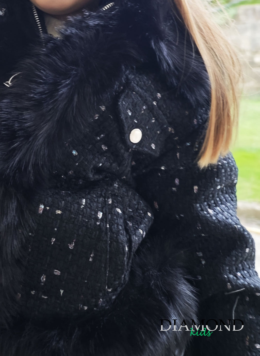 Ecopelliccia Bambina Melange nera