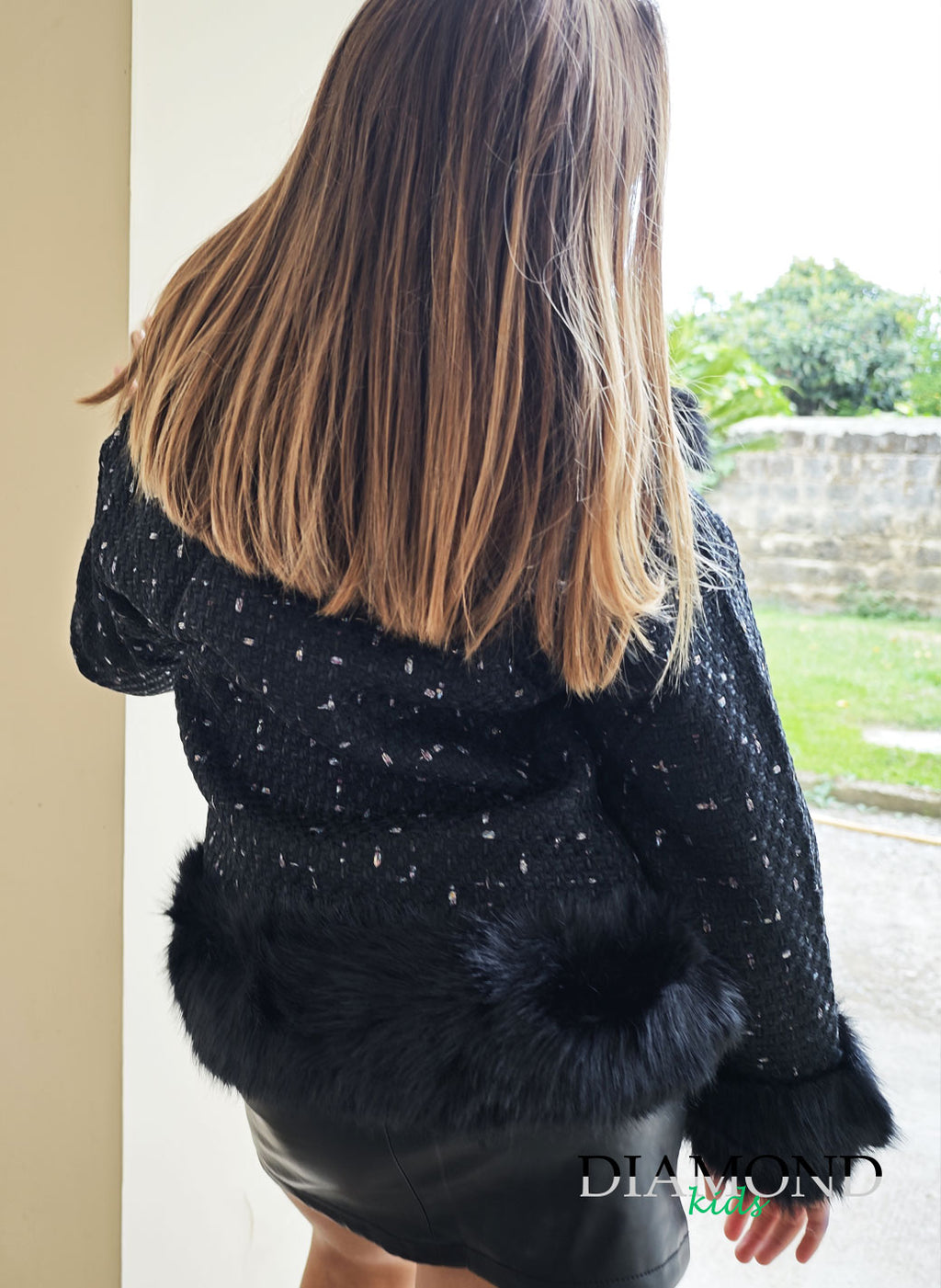 Ecopelliccia Bambina Melange nera