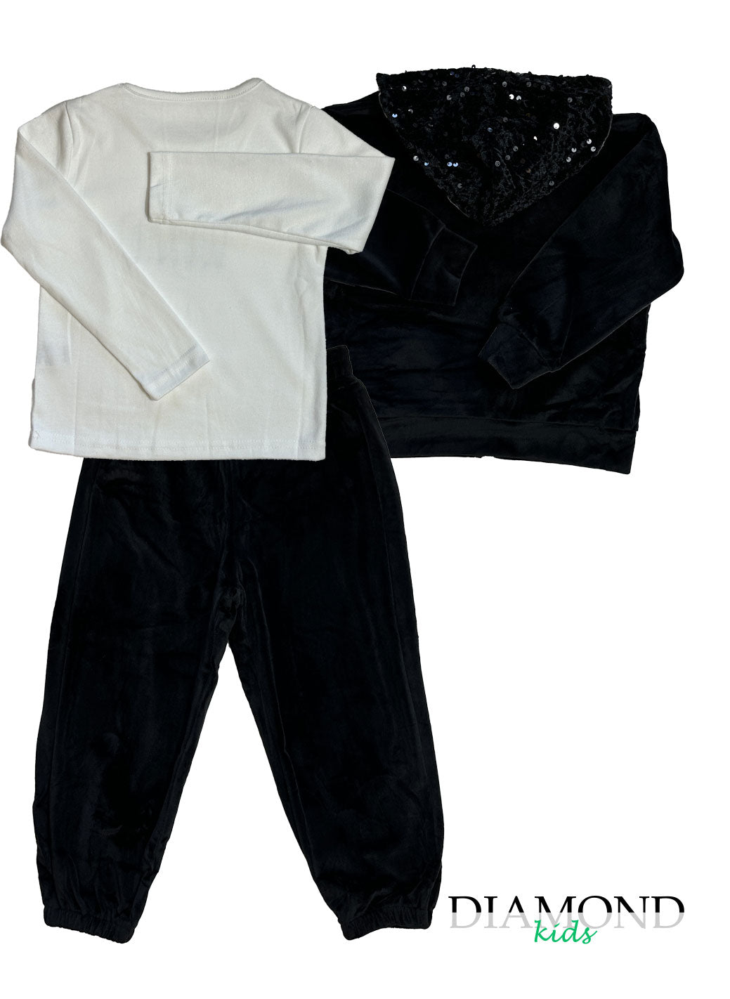 Completo Bambina Strass ciniglia nero