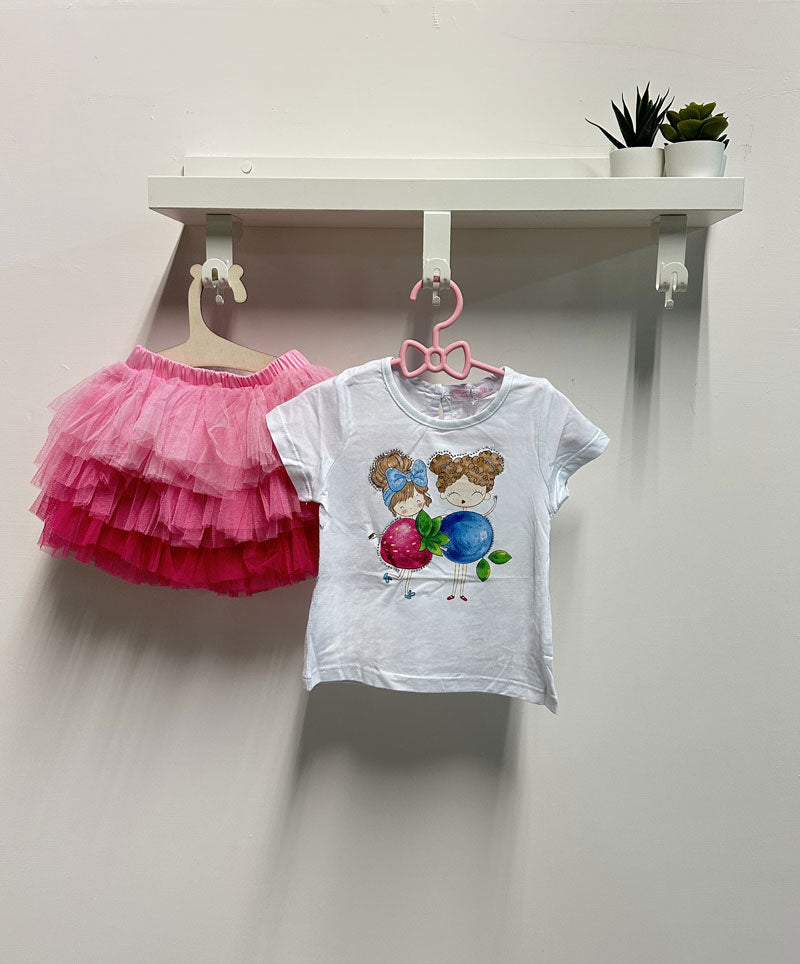 Completo Neonata Tulle multicolor bianca