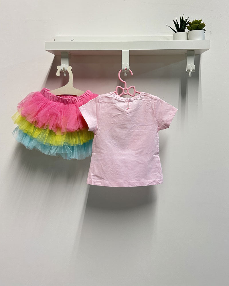 Completo Neonata Tulle multicolor rosa