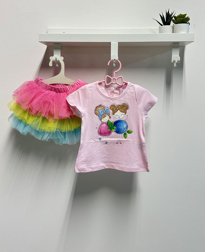 Completo Neonata Tulle multicolor rosa