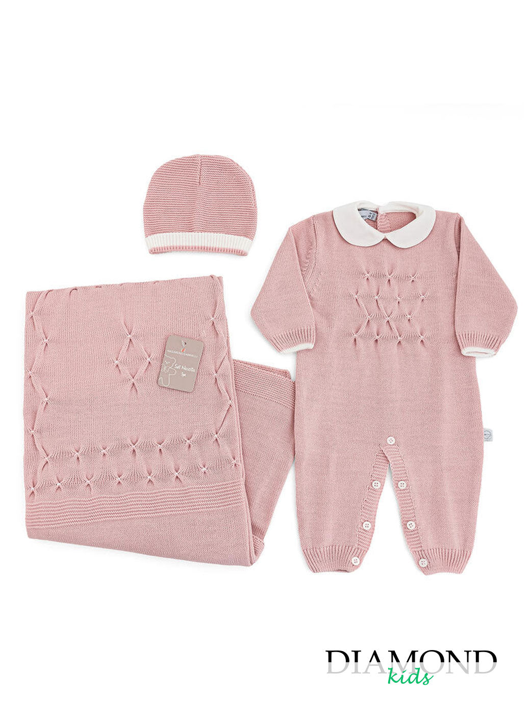 Set corredino prima nascita Nazareno 3 pezzi rosa