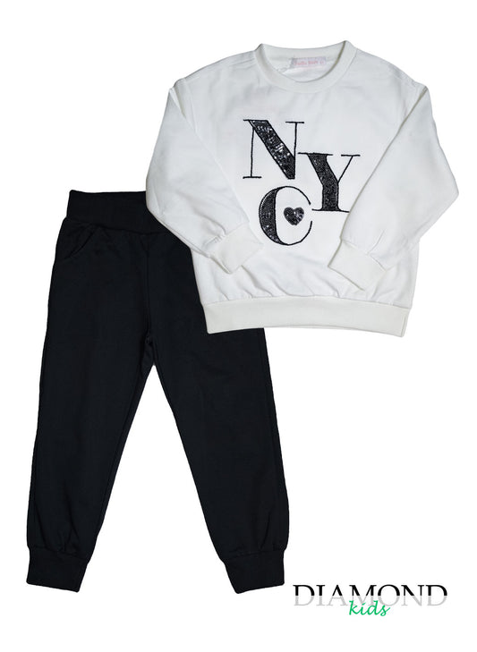 Completo Bambina Ny bianco e nero