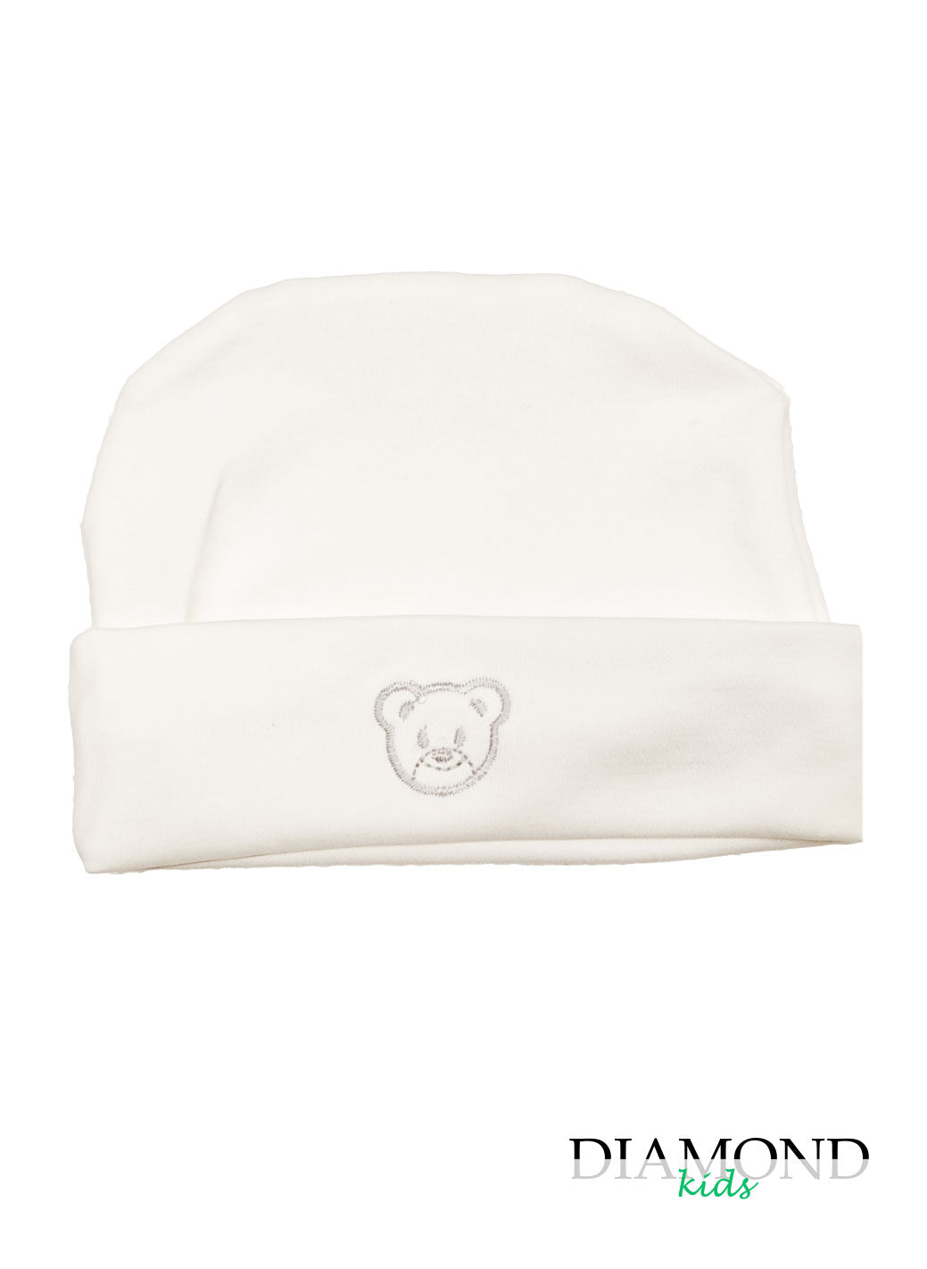 Cappellino Neonato orsetto bianco e grigio