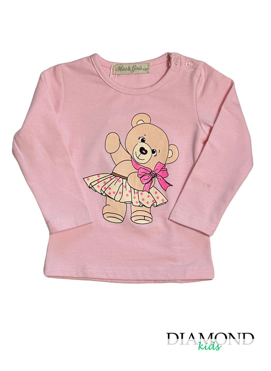 T-shirt Neonata Mini Orso rosa