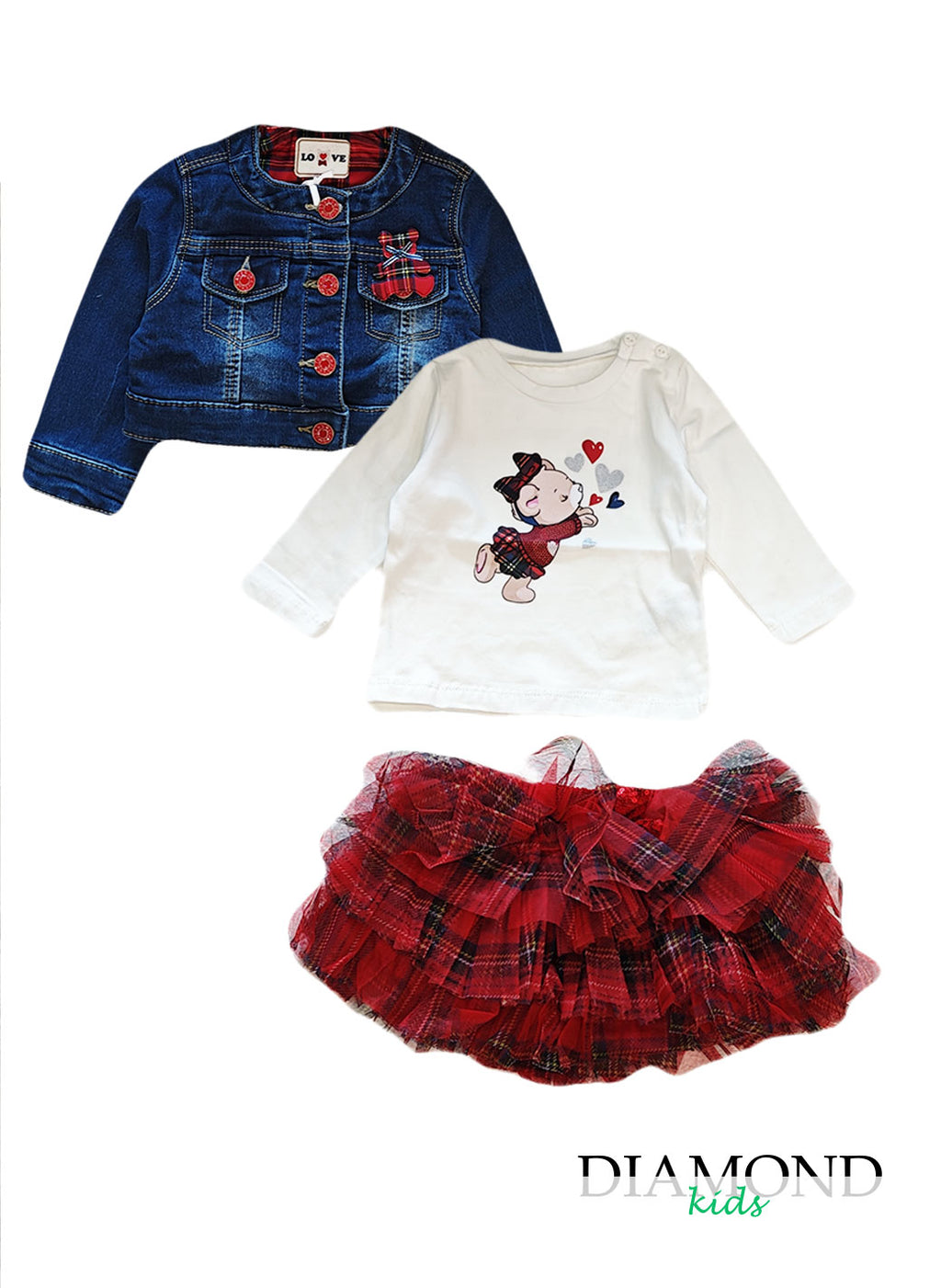 Completo Neonata Scozzese rosso