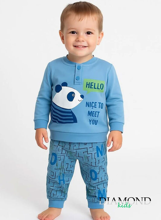 Pigiama Neonato Panda celeste