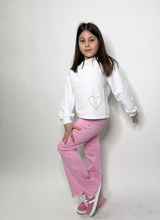 Felpa Bambina Perle bianca