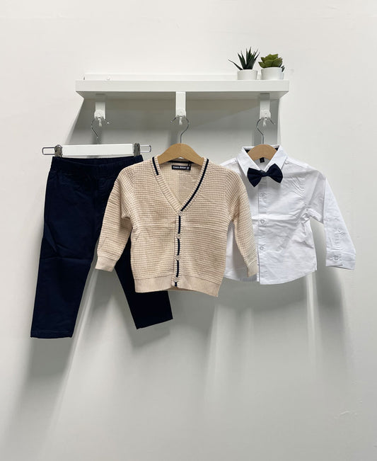 Completo Neonato Papillon beige nero