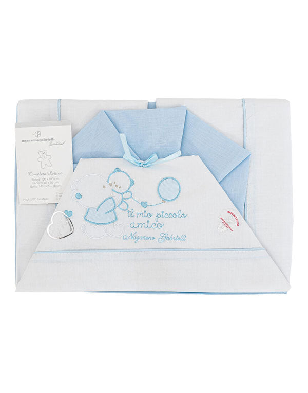 Set lenzuola lettino Piccolo amico azzurro