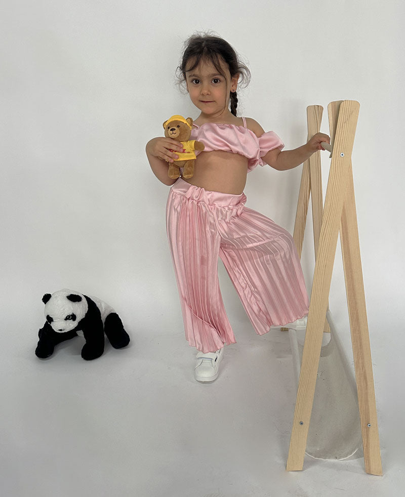 Completo Neonata Plissè rosa