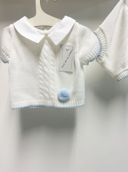 Completo Neonato Filo ponpon bianco