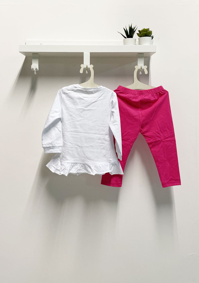 Completo Neonata Pony bianco fucsia