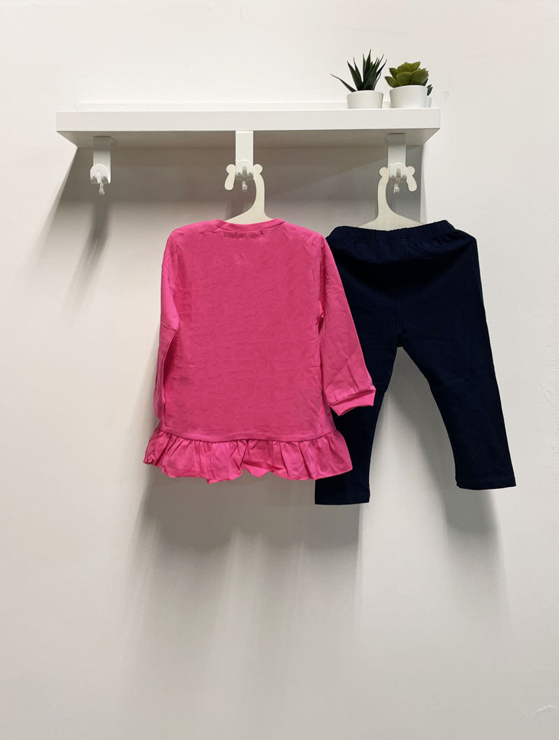 Completo Neonata Pony blu fucsia