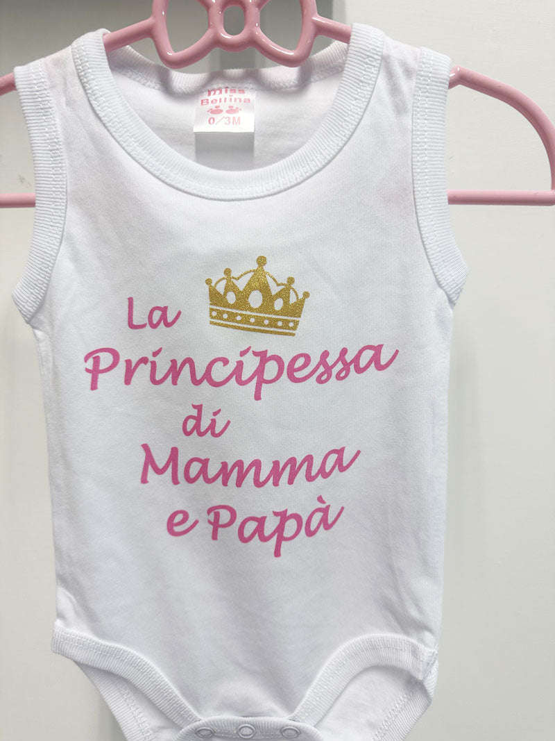 Coppia Body Neonata Principessa rosa