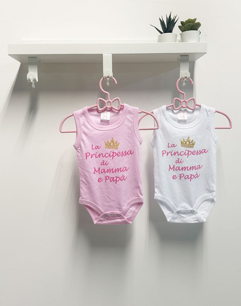 Coppia Body Neonata Principessa rosa