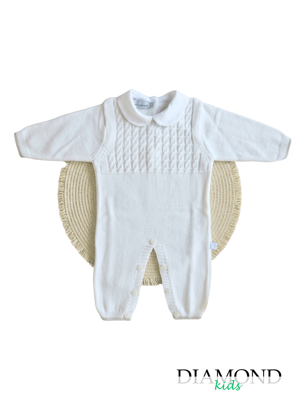Tutina Neonato Nazareno Gabrielli Trecce bianca beige