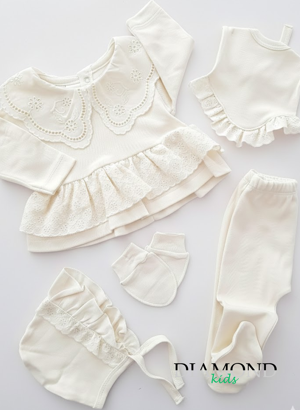 Completo Neonata Sangallo crema