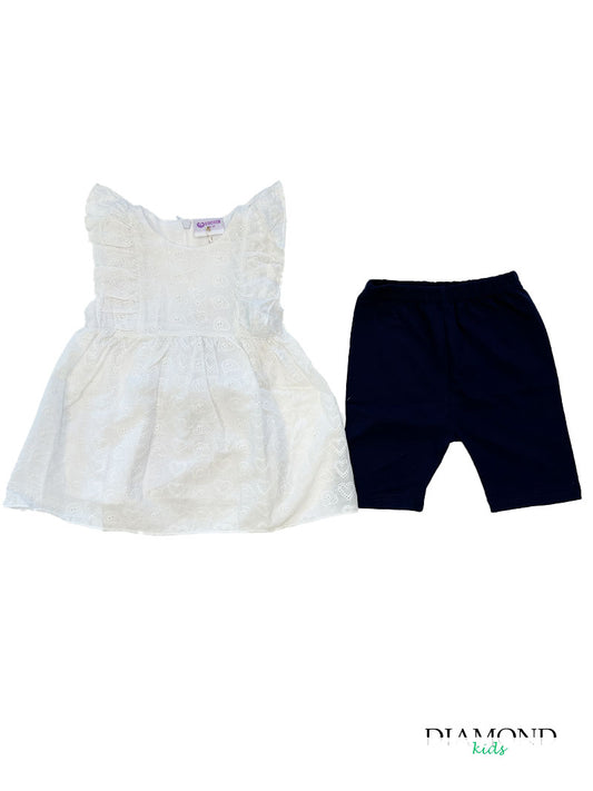 Completo Neonata Ricamo bianco blu