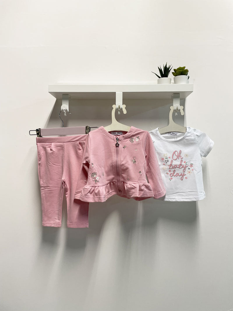 Completo Neonata Flower rosa