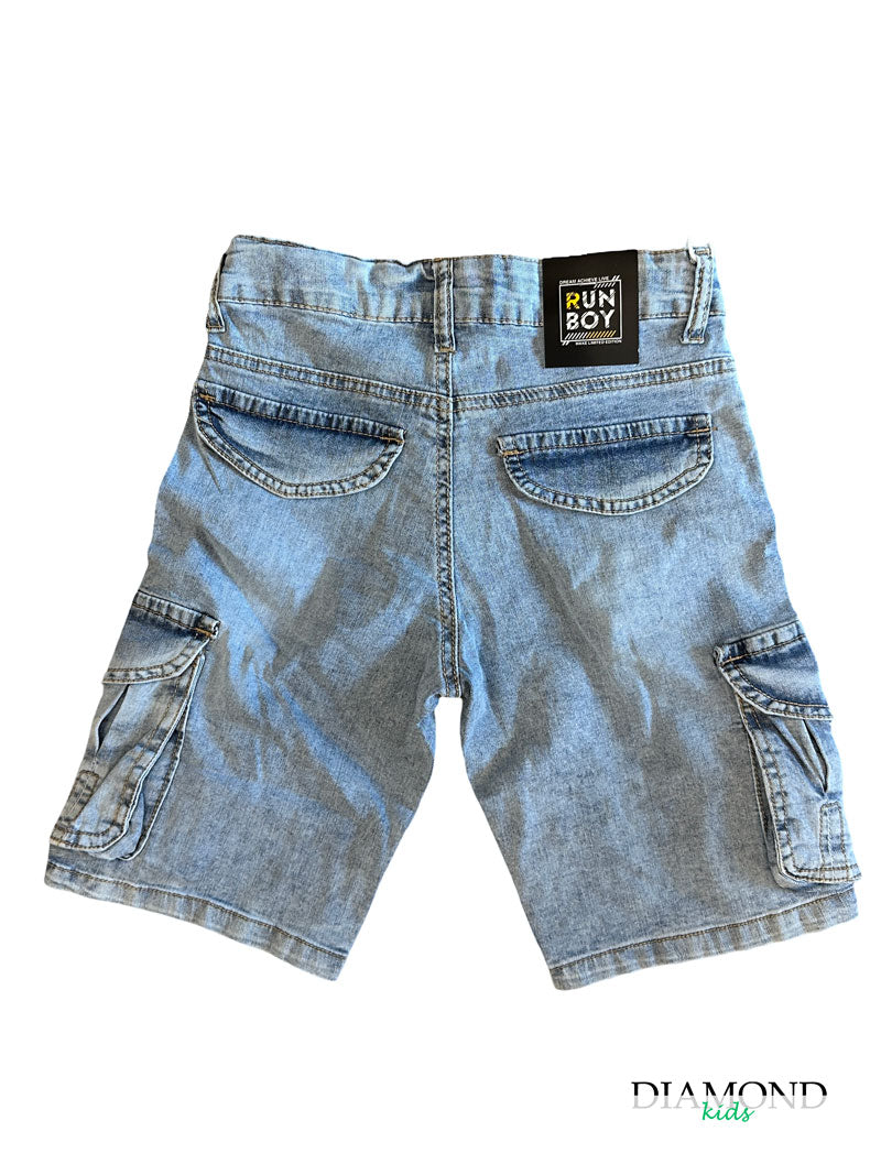 Bermuda Bambino Run cargo denim chiaro