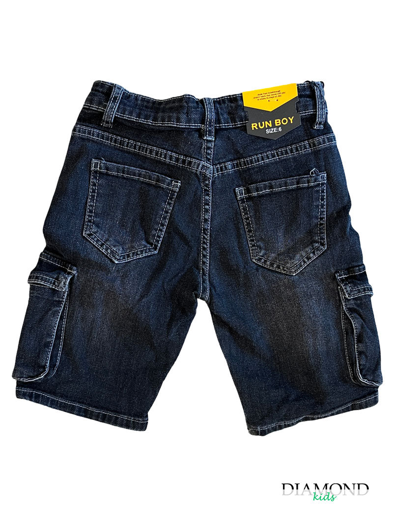 Bermuda Bambino Run cargo denim nero