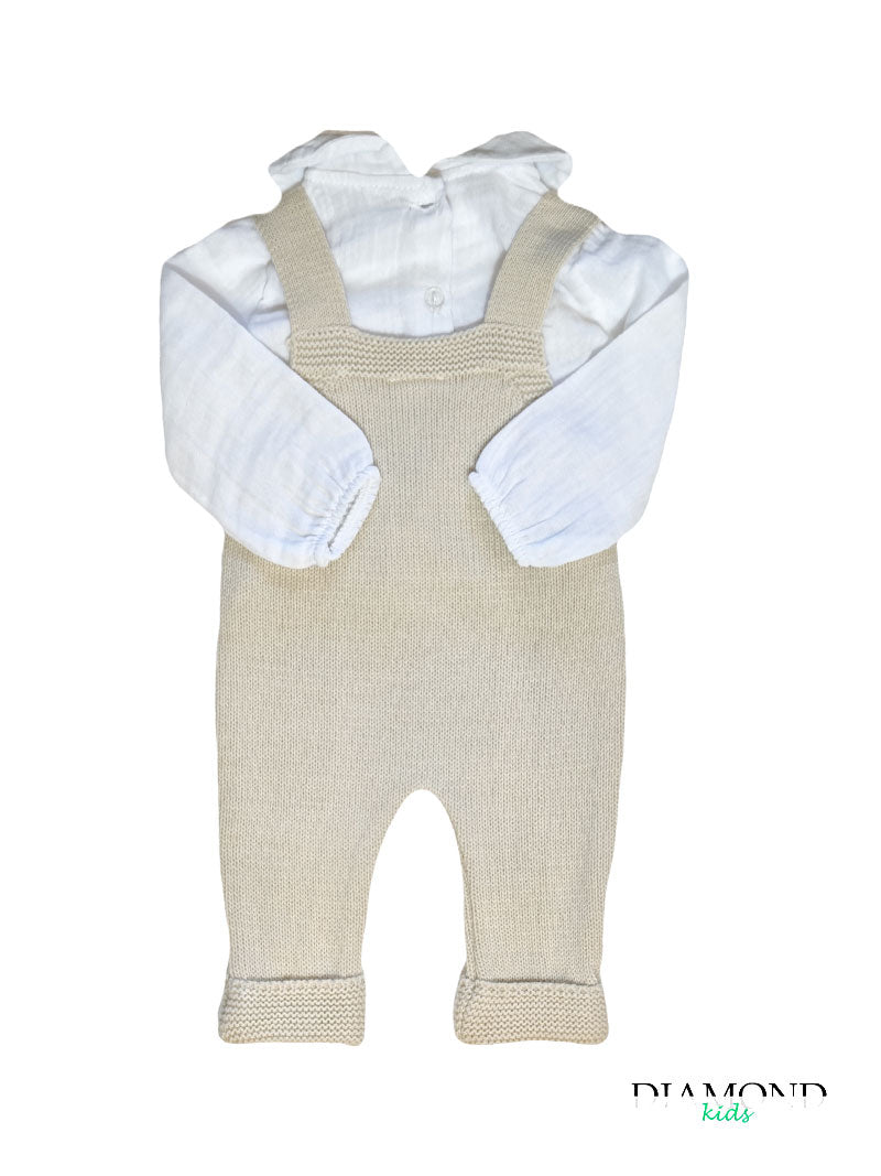 Completo Neonato MyBabyChic Salopette beige