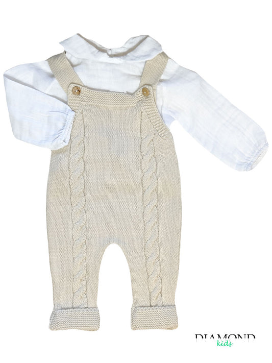 Completo Neonato MyBabyChic Salopette beige