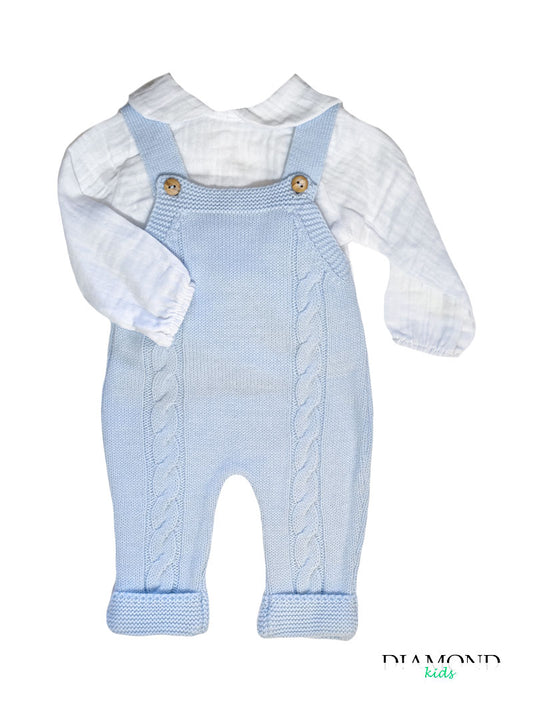 Completo Neonato MyBabyChic Salopette cielo