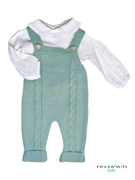 Completo Neonato MyBabyChic Salopette verde menta