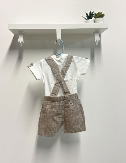 Completo Neonato Train beige salopette