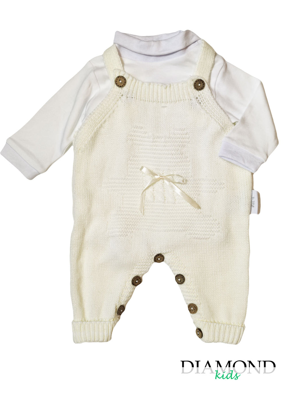 Salopette Neonata orsetto panna